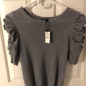 NWT Express ruffle sparkle sleeve tee